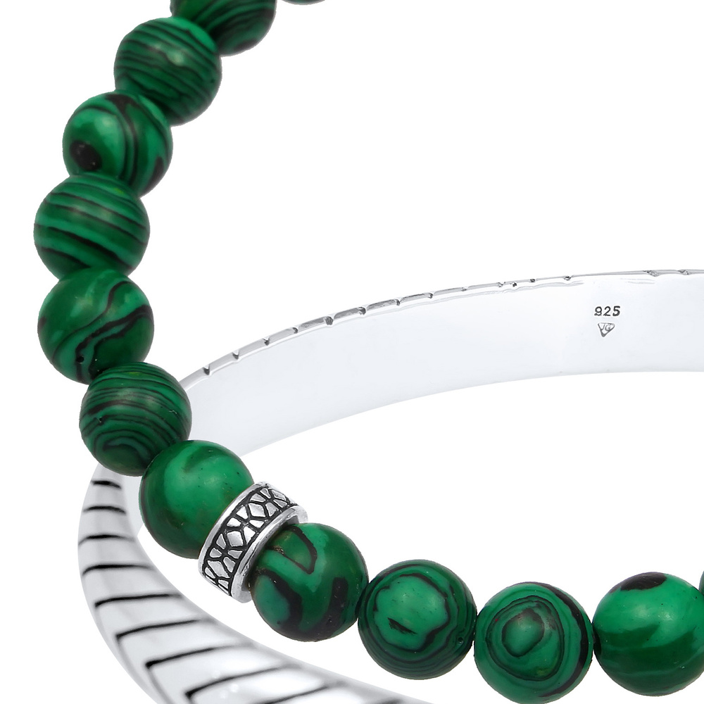 KUZZOI KUZZOI Bracelet Ensemble de bijoux vert oxydé en 925/1000 argent massif Bracelet
