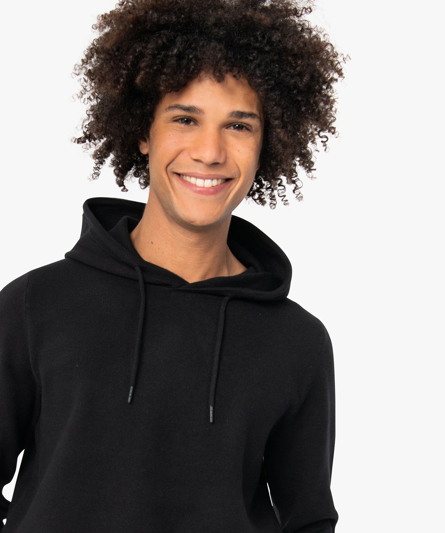 Pull homme à capuche faon sweat noir | GEMO