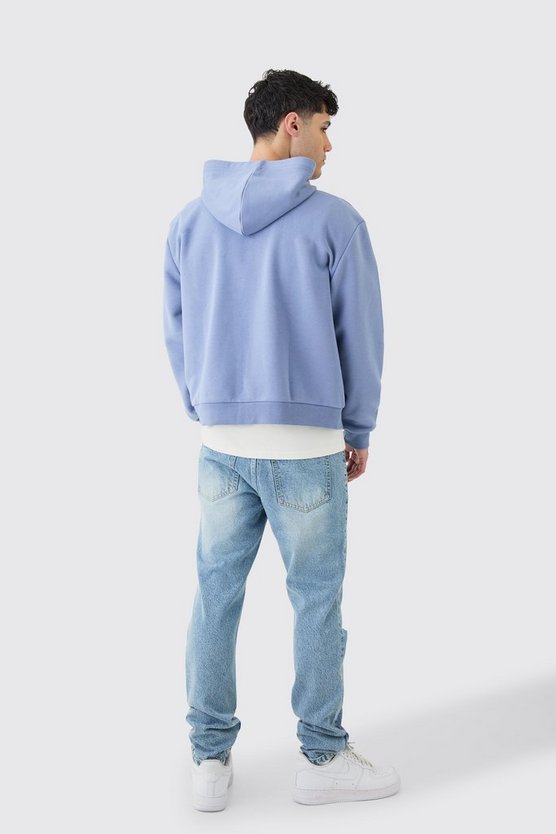 Kastiger Oversize Man-Dash Hoodie mit Borg-Applikation und Reißverschluss