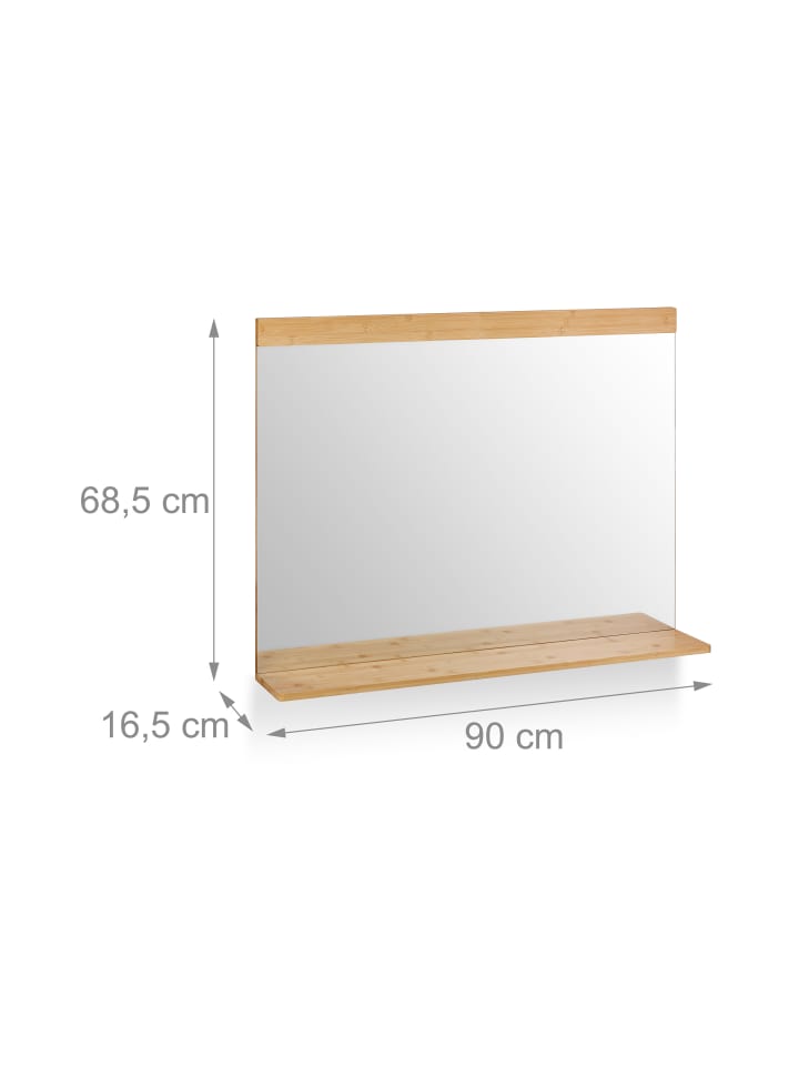 relaxdays Wandspiegel in Natur - (B)90 x (H)68,5 x (T)16,5 cm günstig kaufen onesize