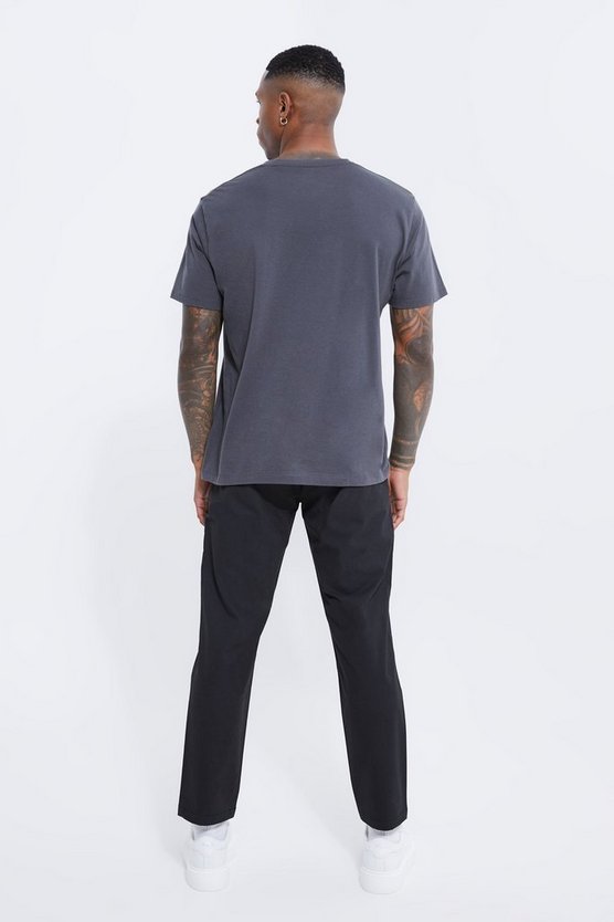 Kurze strukturierte Slim-Fit Chino-Hose