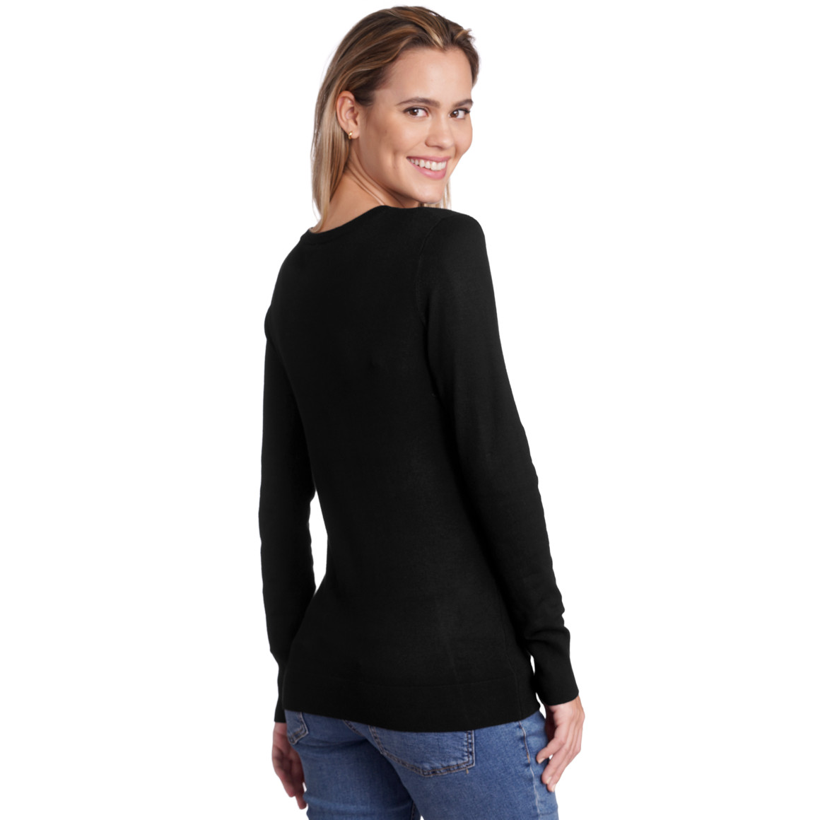 Damen Feinstrickpullover mit V-Ausschnitt