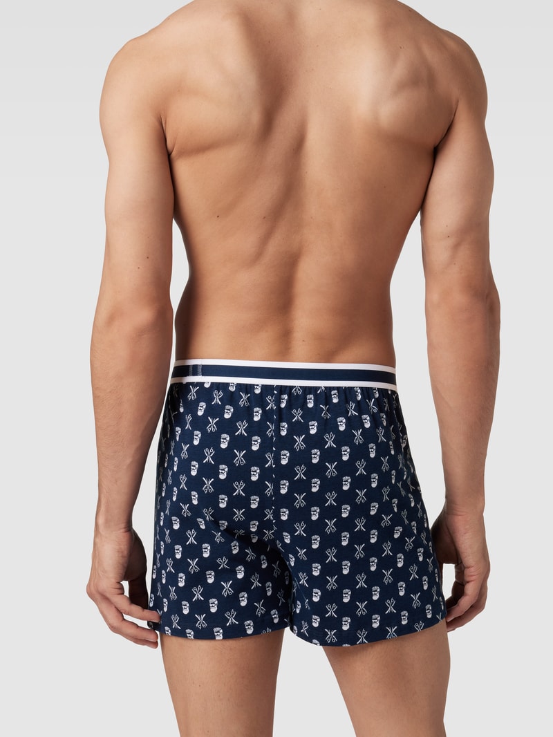 Boxershorts mit Allover-Print Modell 'BARBER' in dunkelblau