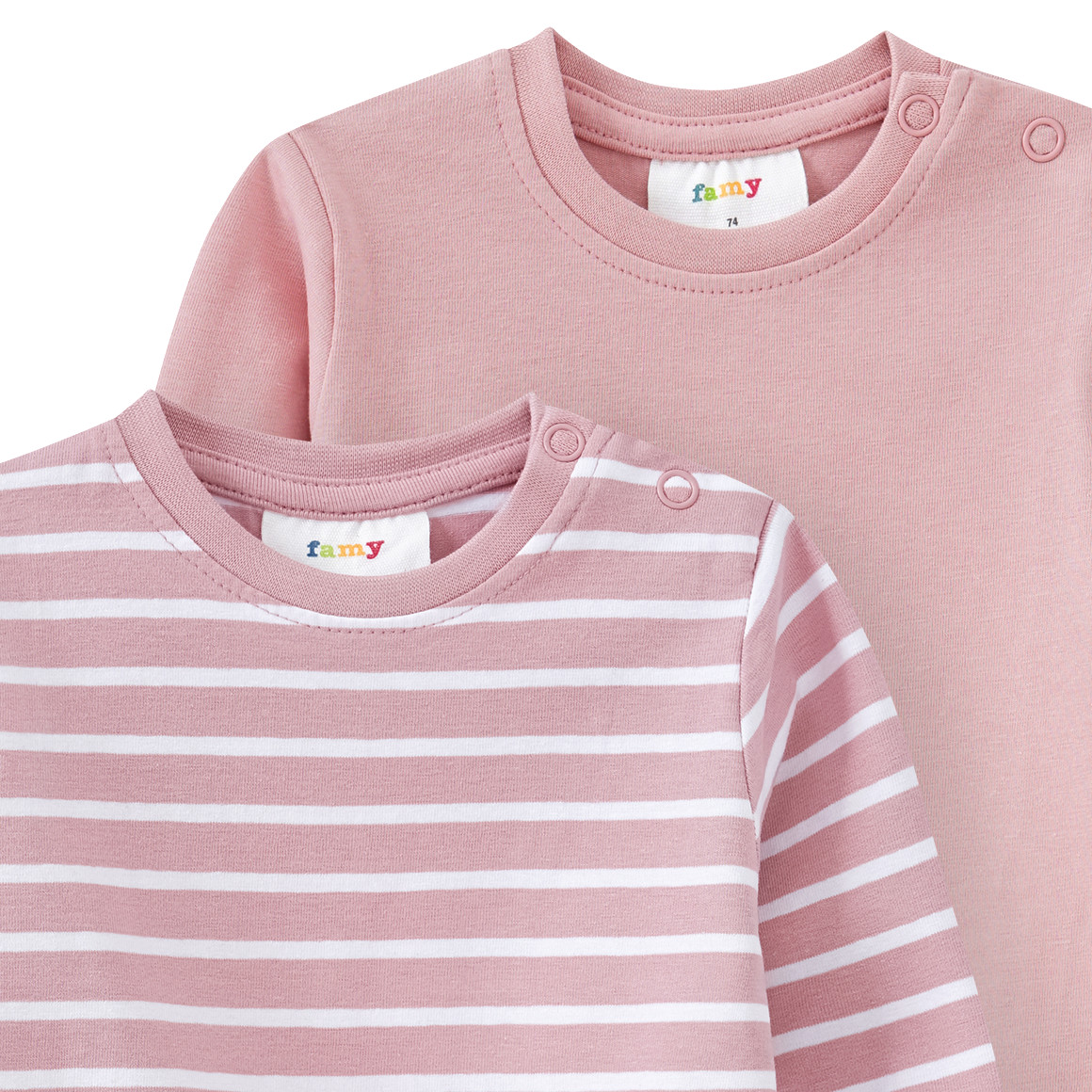 2 Baby Langarmshirts im Basic-Style