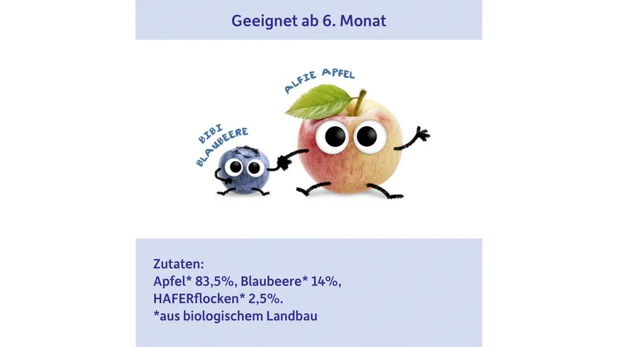 Freche Freunde Bio Gläschen Abendbrei Apfel, Blaubeere mit Hafer 120 g