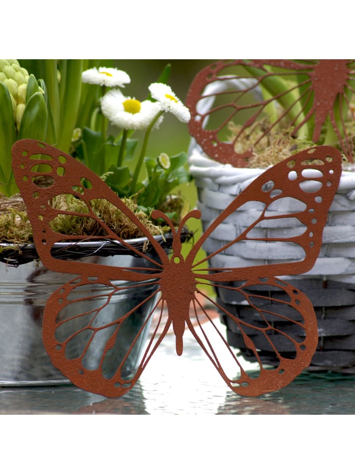 UNUS Gartenstecker Baumstecker Schmetterling 3er Set in Rostoptik in Braun günstig kaufen onesize