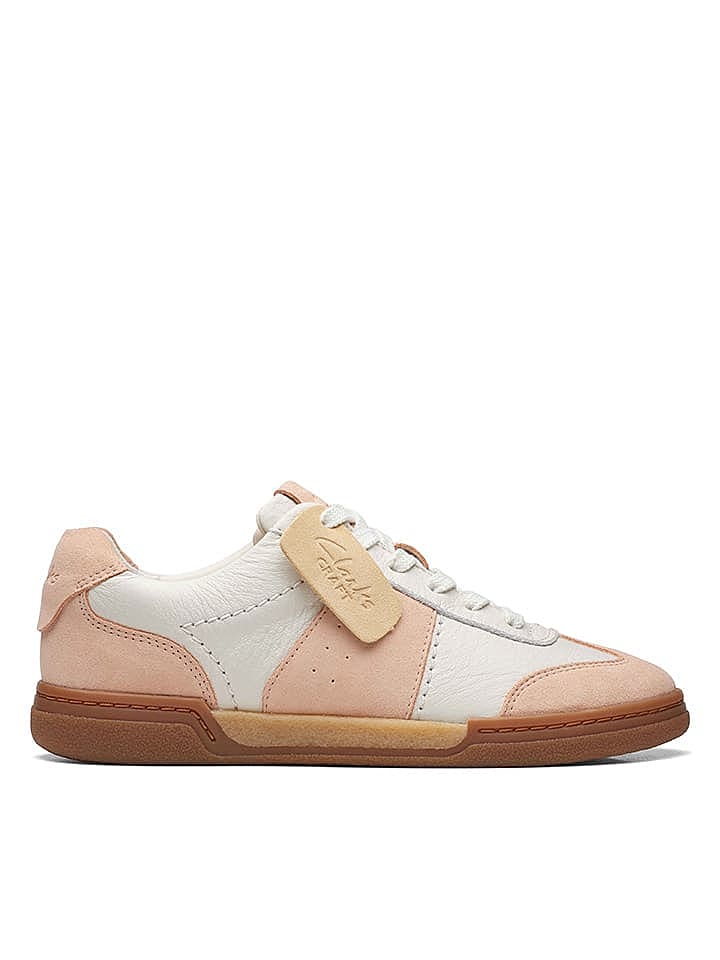 Clarks Leder-Sneakers in Creme/ Orange günstig kaufen 37,5