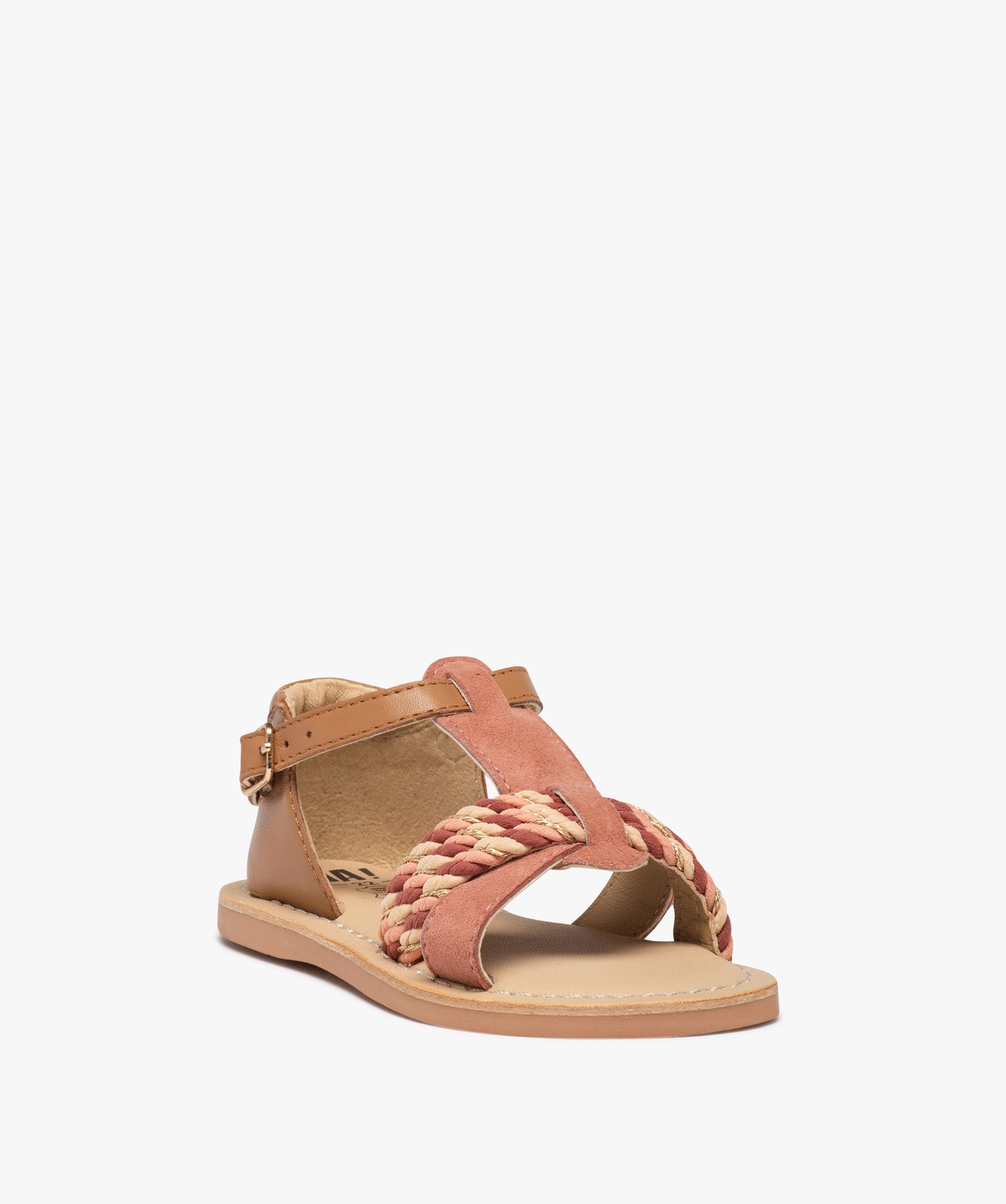 Sandales bébé fille en cuir à brides tressées – NA! rose | GEMO