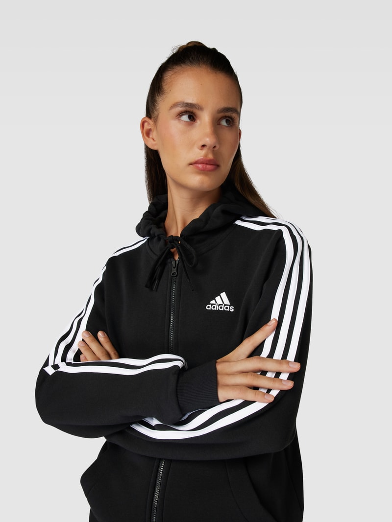 Sweatjacke mit Label-Stitching in schwarz