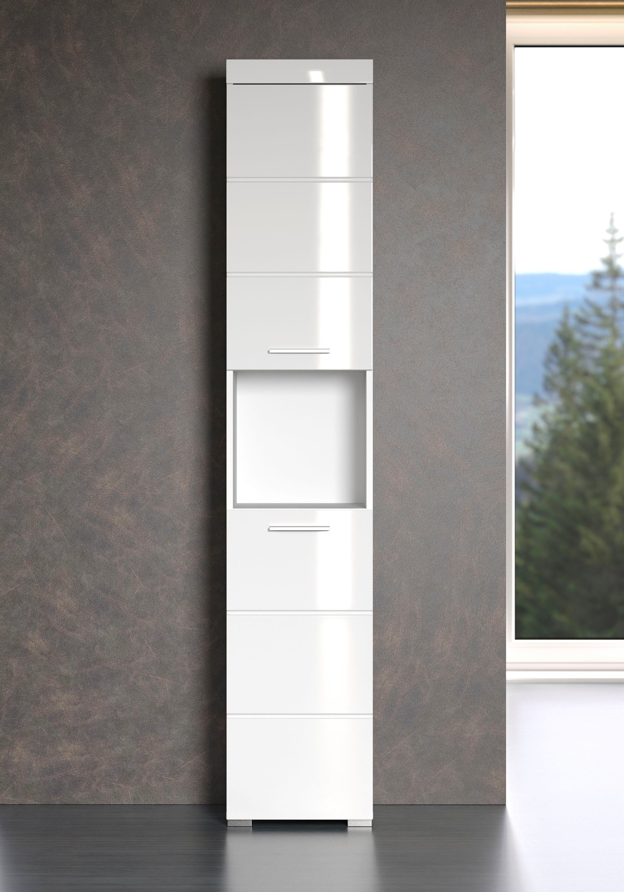 INOSIGN Hochschrank Avena Höhe 190 cm, Badezimmerschrank mit 2 Türen und 1 offenen Fach