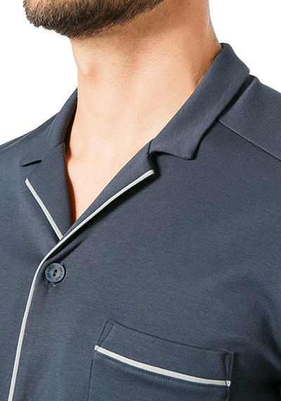 HANRO, Pyjama, Baumwolle, dunkelblau