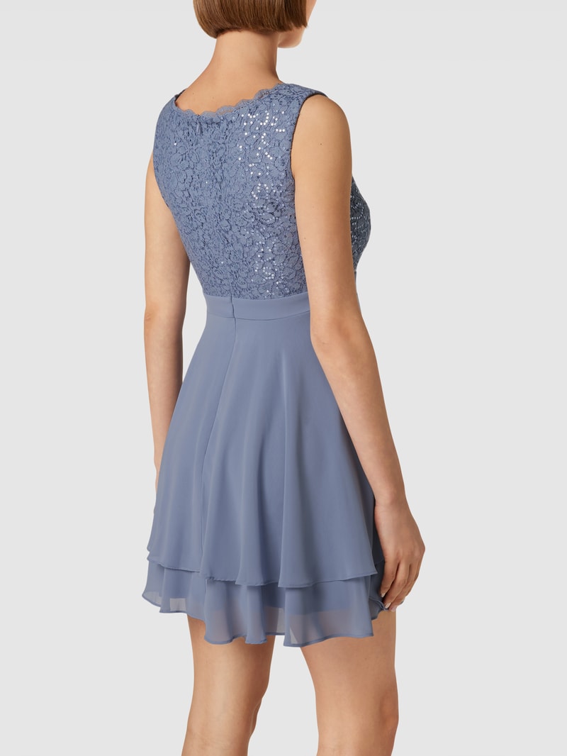 Cocktailkleid mit Paillettenbesatz in blau