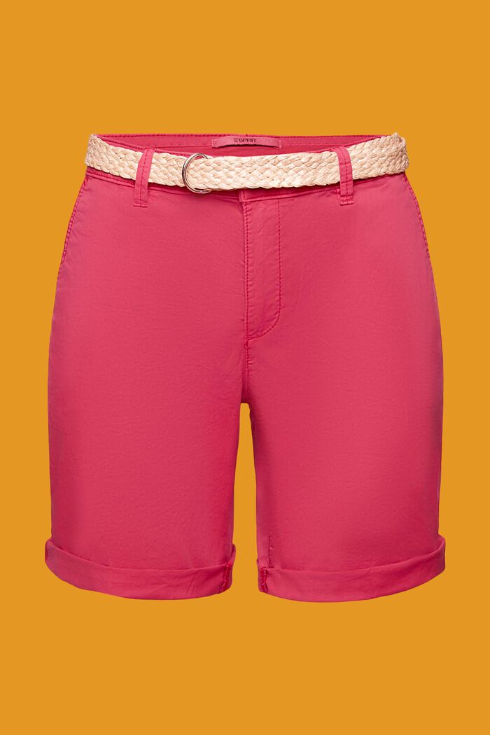 Shorts mit Raffia-Flechtgürtel