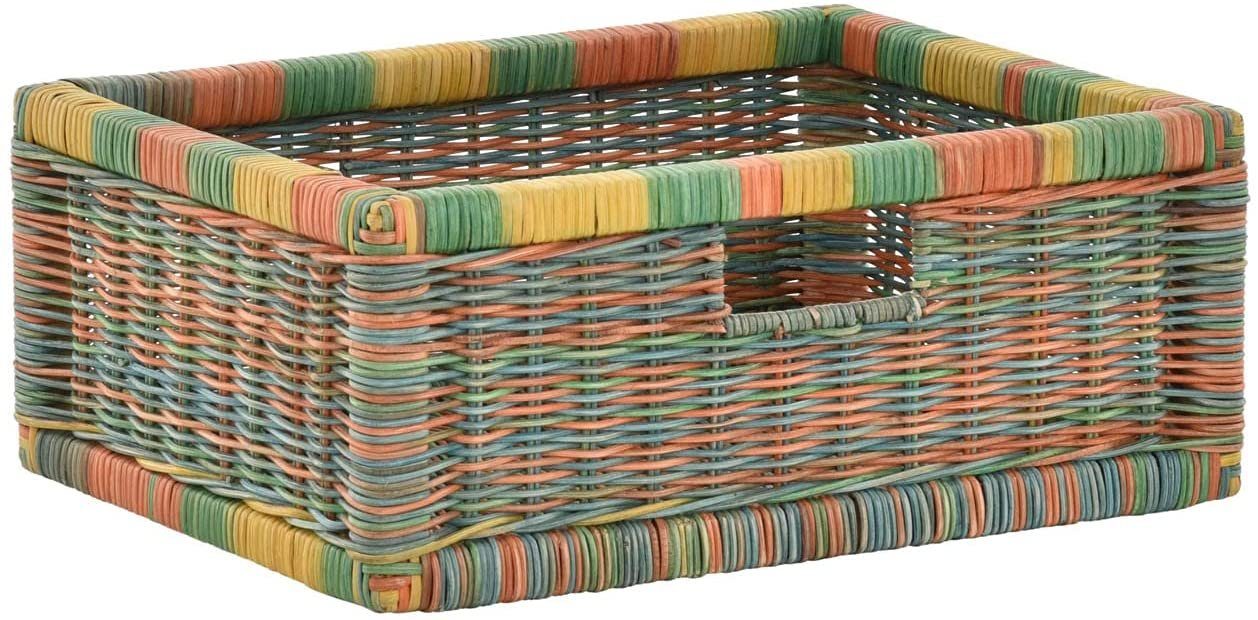 Krines Home Regalkorb 2er Set Regalkorb Aufbewahrungskorb Korb geflochten Rattan Korbset (2-teiliges Set), ca. 43 x 32 x 17,5 cm Aufbewahrung Regal Schrankkorb