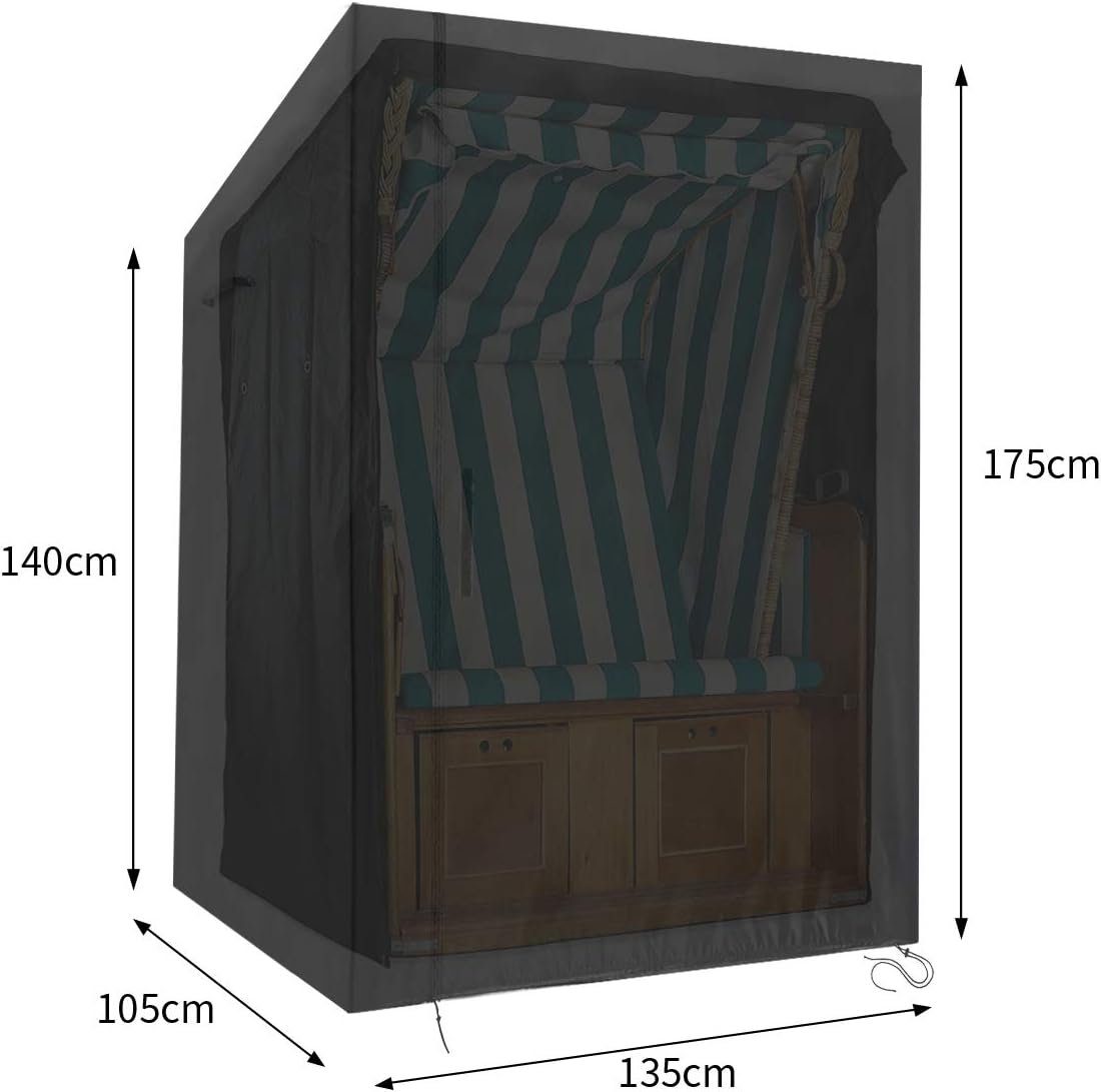 Einemgeld Strandkorb-Schutzhülle 135*105*175 - Premium Strandkorb Schutzhülle winterfest 600D Oxford (Stuhl-Schutzhülle), Rollenbezug 135x105x175/140 cm