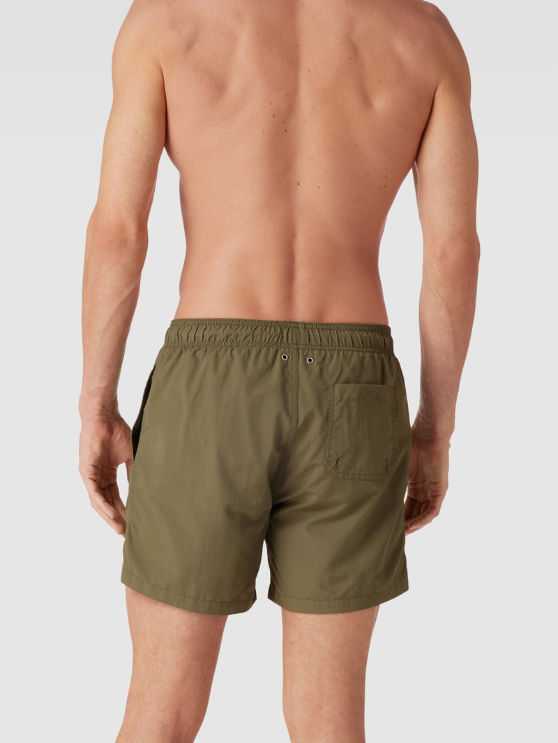 Badehose mit Label-Stitching in olivgrün