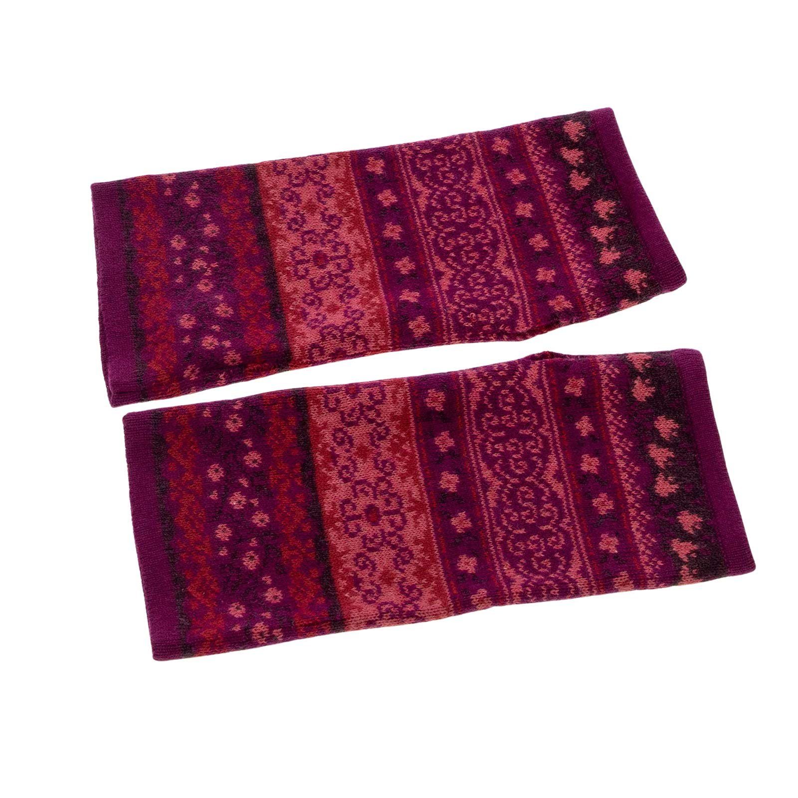 KUNST UND MAGIE Armstulpen Armstulpen Handwärmer Handschuhe Pulswärmer extrafeiner Jacquard-Stoff