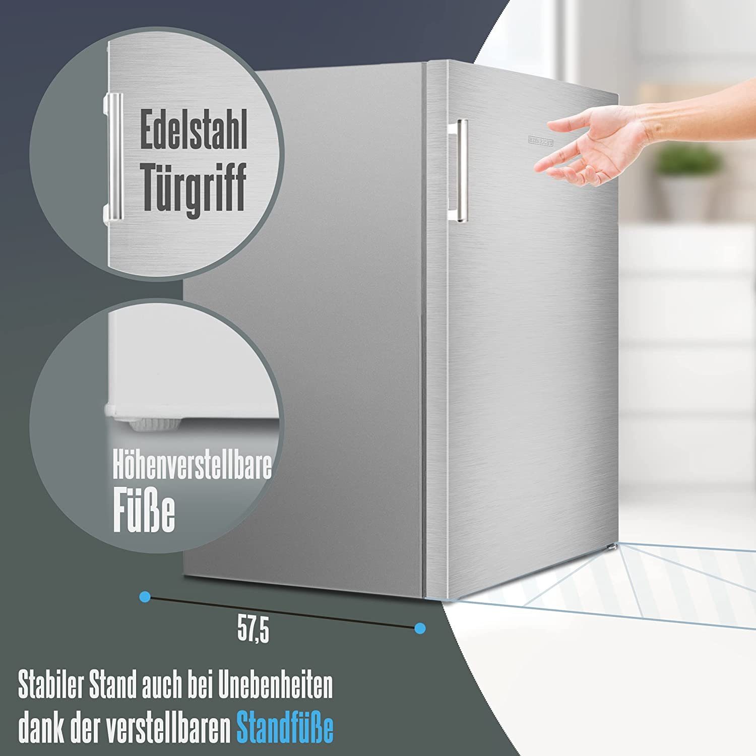Heinrich´s Getränkekühlschrank Fridge, Minibar HKS 4190, 84.5 cm hoch, 56 cm breit, 20L klein kompakt leise: 40db mit Gefrierfach