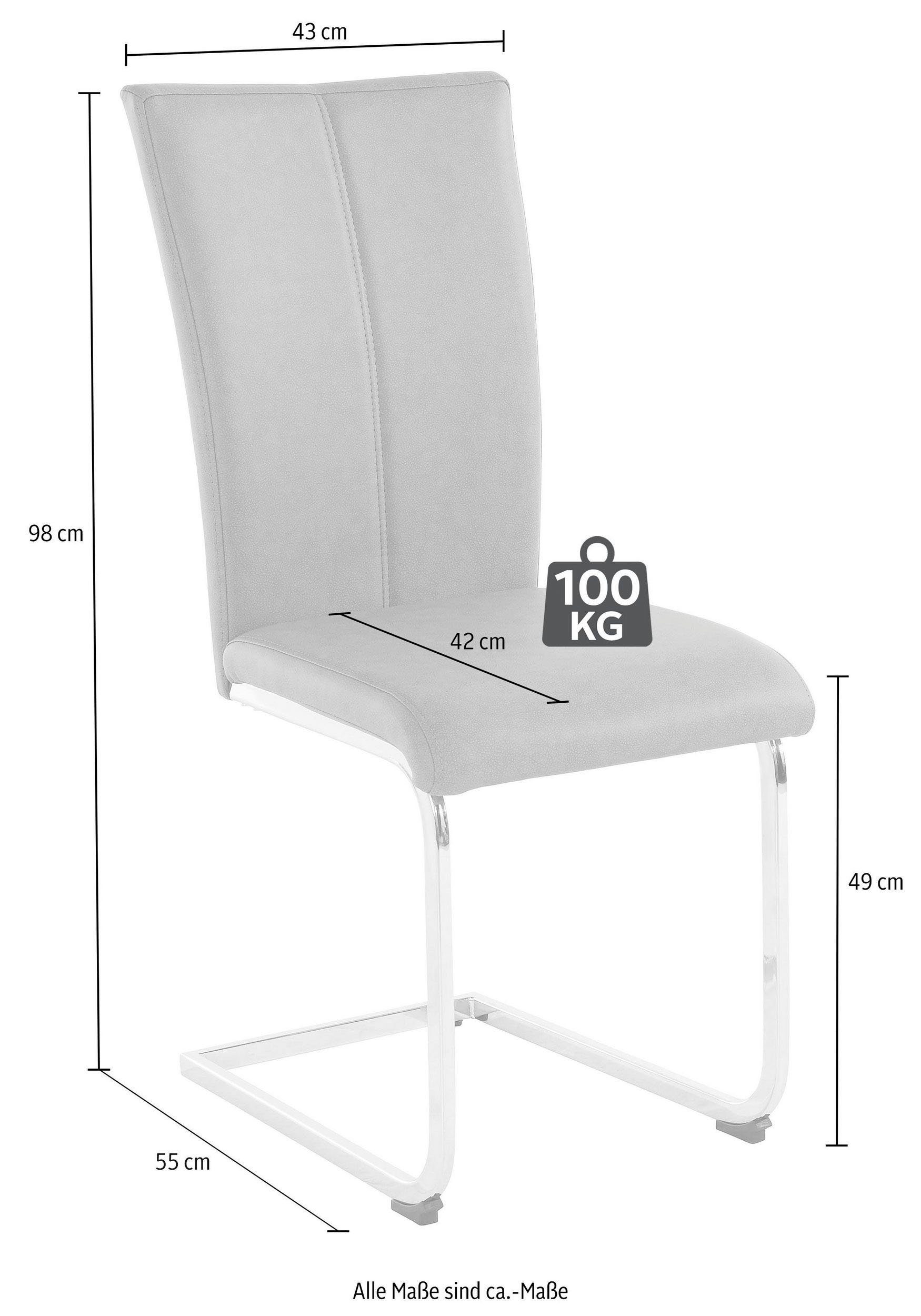 Home affaire Freischwinger Alex (Set, 2 St), Stuhl belastbar bis 120 Kg, Gestell im Chrom-Look