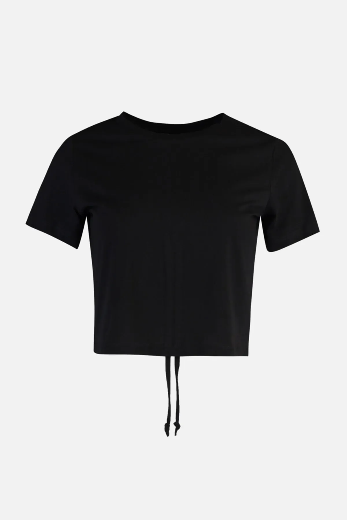 Trendyol Collection  Schwarzes Basic-Strick-T-Shirt mit Rundhalsausschnitt aus 100 % Baumwolle mit Rüschen und Details TWOSS22TS1032