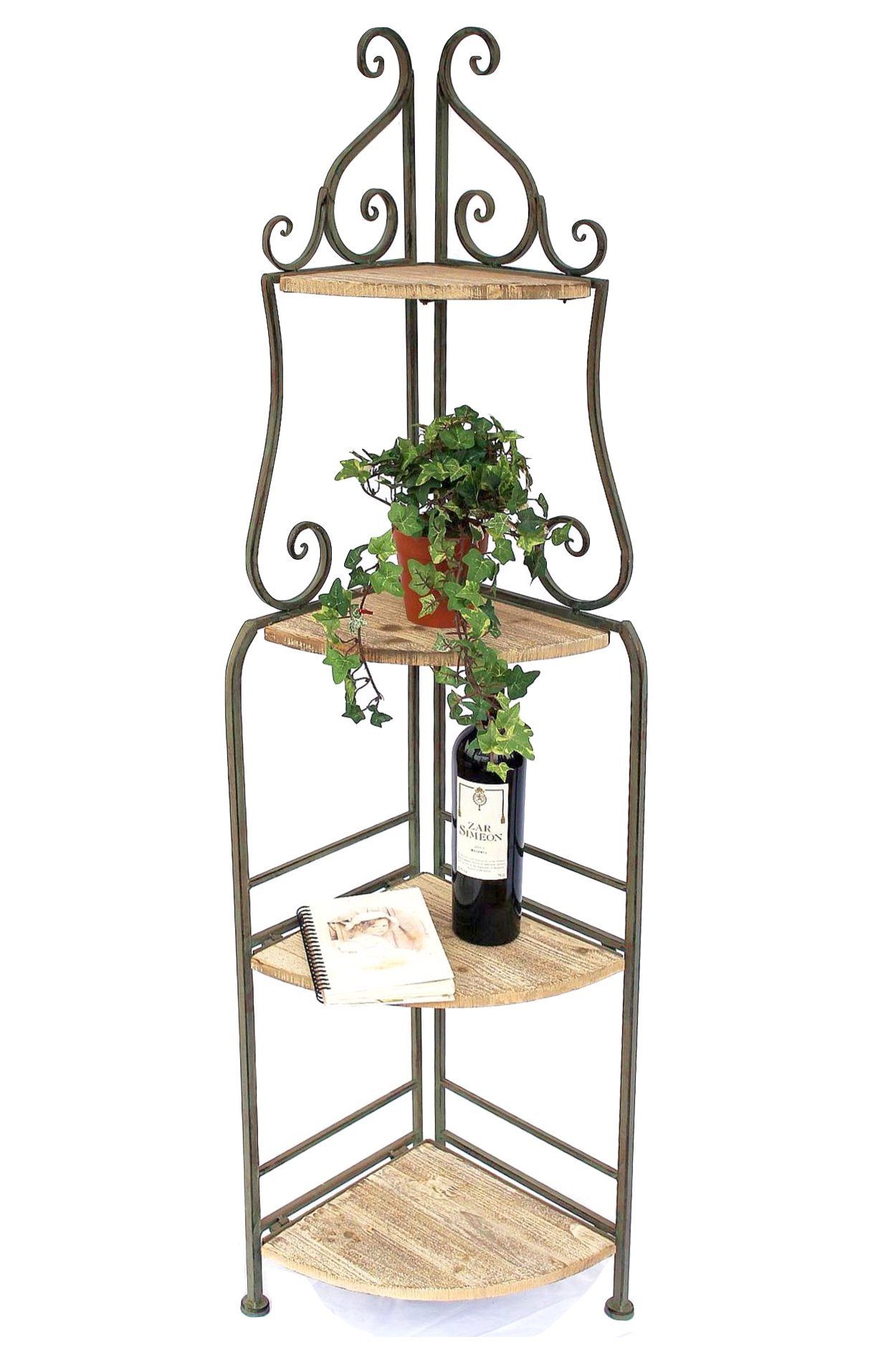 DanDiBo Eckregal Eckregal Bücherregal mit 4 Ablagen Regal Malega 12061 aus Metall und Holz 145 cm Badregal Aufbewahrungsregal Leiterregal, Komplett zusammenklappbar