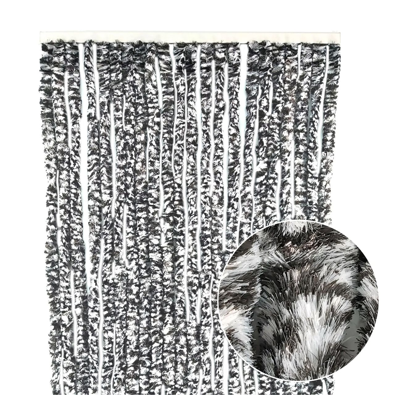 Lemodo Flauschvorhang 90x200 cm, Wohnwagen Fliegenschutz in anthrazit weiß