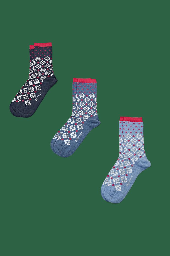 3er-Pack grobe Norweger-Stricksocken