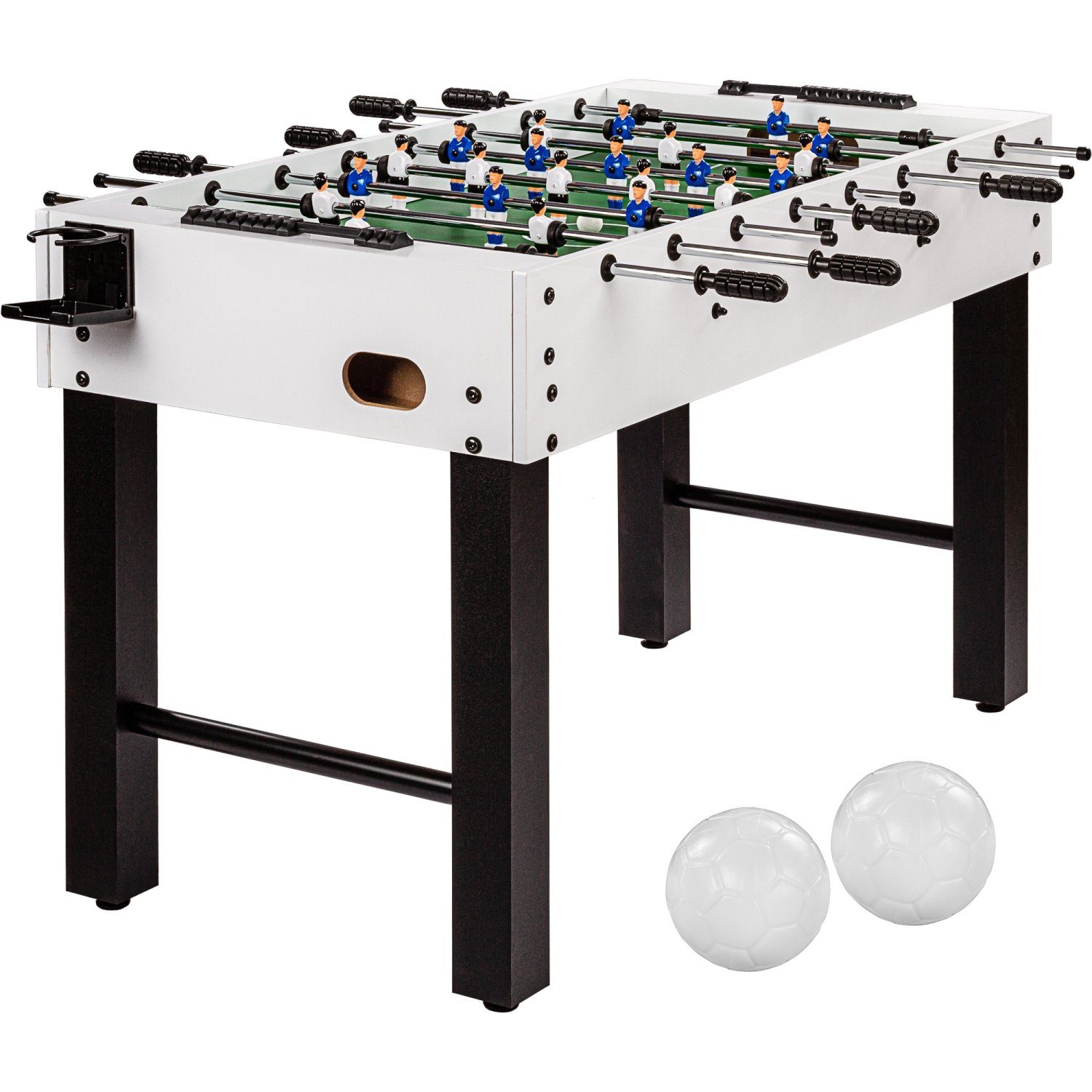 GAMES PLANET Kickertisch Games Planet Tischfussball „Glasgow“, Tischkicker, 5 Dekore: Holz/Schwarz/Blau/Soccer/Weiß, inkl. 2 Bälle, Kickertisch