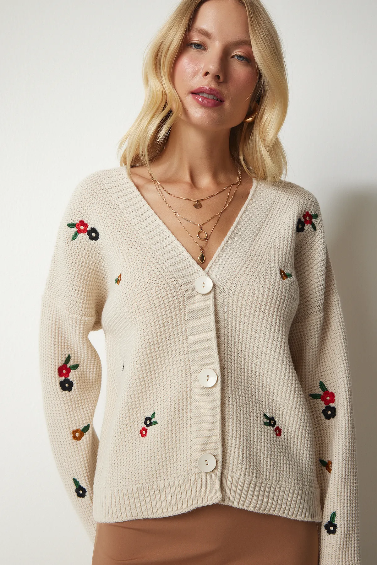 Happiness İstanbul  Strickjacke - Beige - Regular Fit