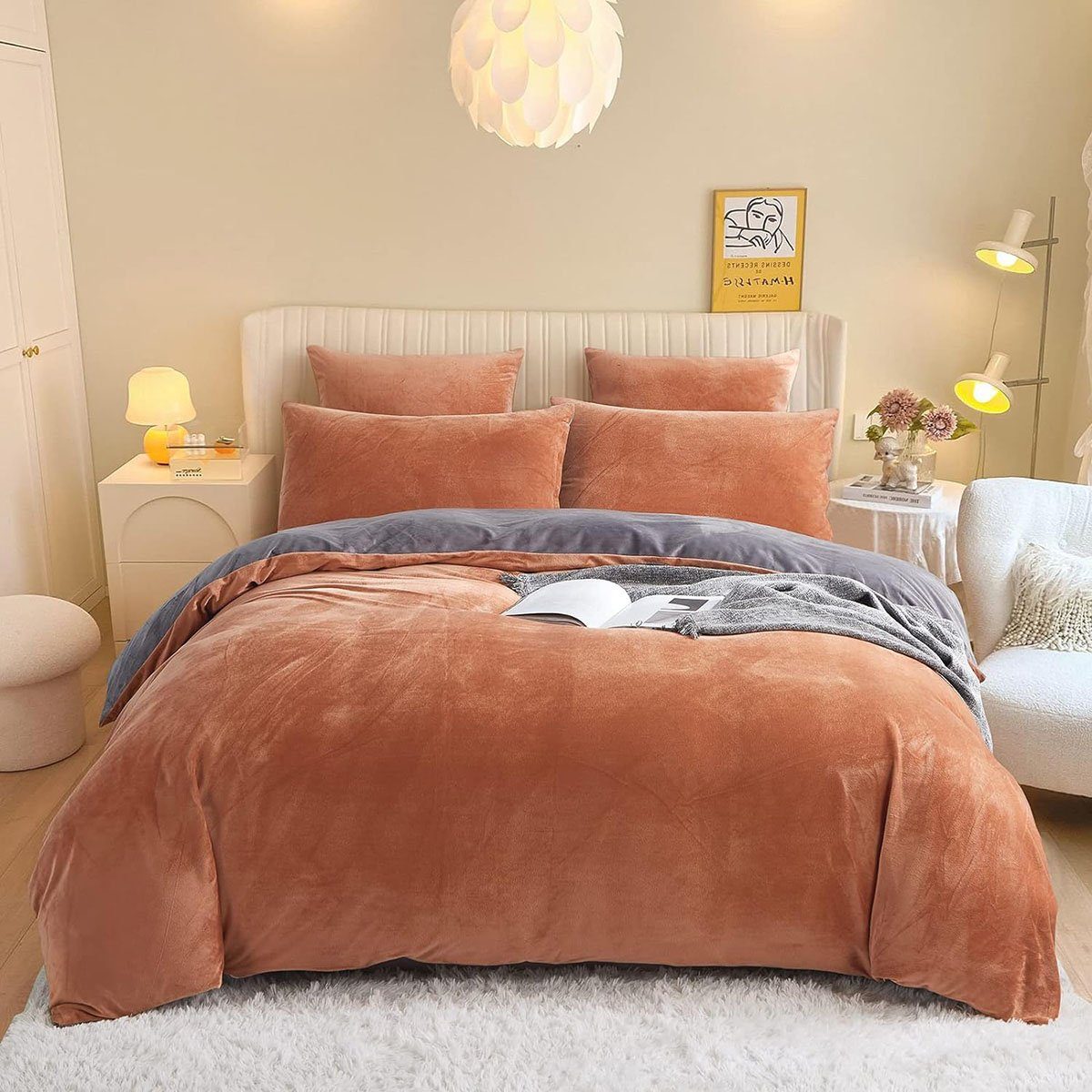 Bett-Set, Winter Bettwäsche 4 Teilig Plüsch Flanell Bettbezug, CTGtree