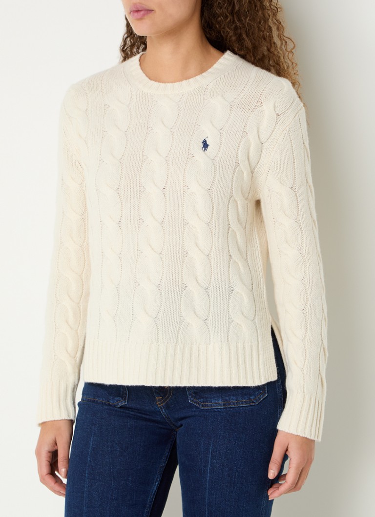 Pulover Ralph Lauren din amestec de cașmir, tricotat cu împletitură și cu logo brodat.