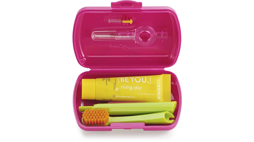Curaprox Travel Set Zahnbürste & Zahnpasta Be You Rot