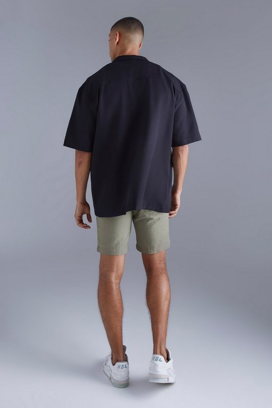 Kurzärmliges kastiges Oversize Hemd mit 4-Taschen