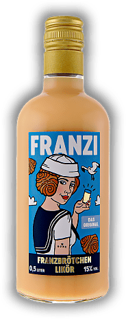 Franzi Franzbrötchenlikör Franzi Franzbrötchenlikör Mit FRANZI gibt es das Franzbrötchen in der Flasche. 0,5	 Liter - Vol 15%