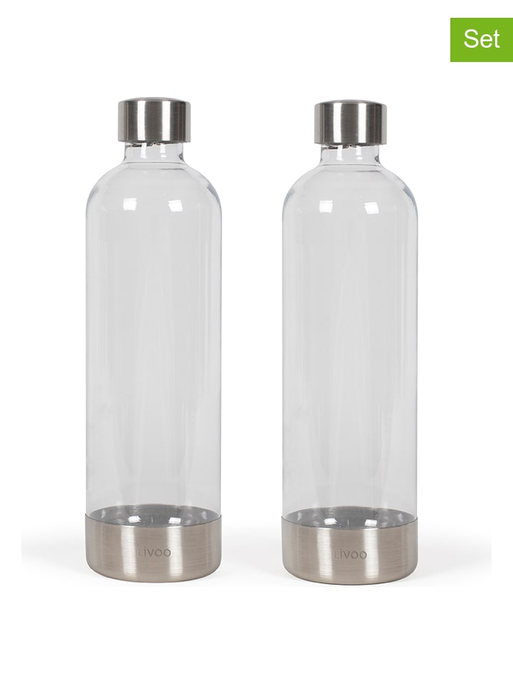 livoo 2er-Set: Flaschen in Transparent/ Silber günstig kaufen onesize