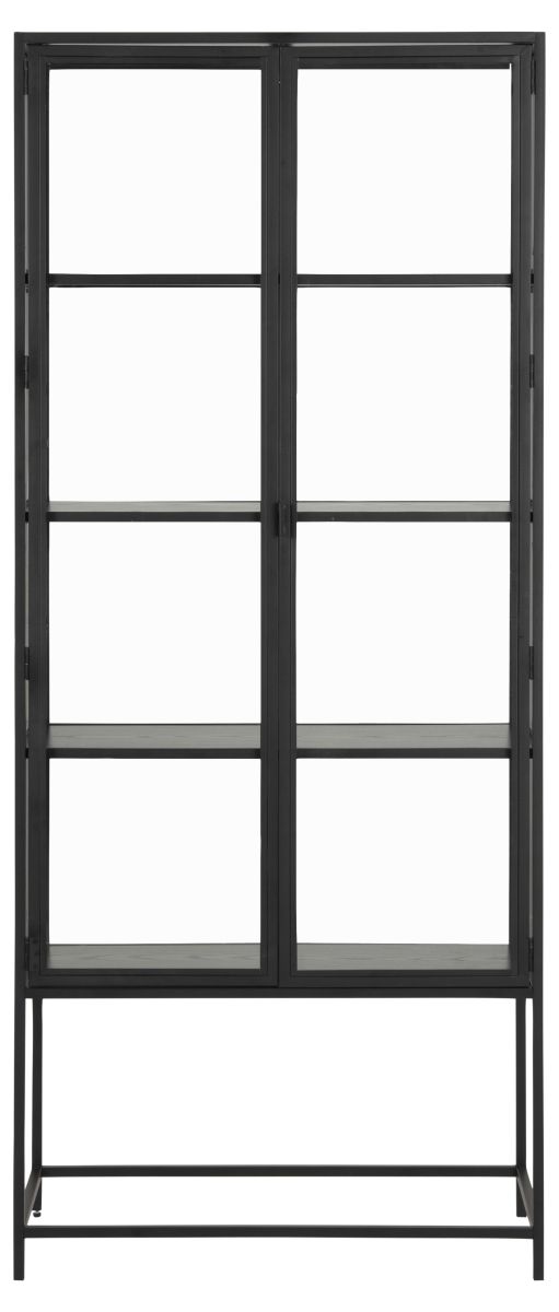 Vitrine Seaford Glas Schwarz 77 x 186 cm