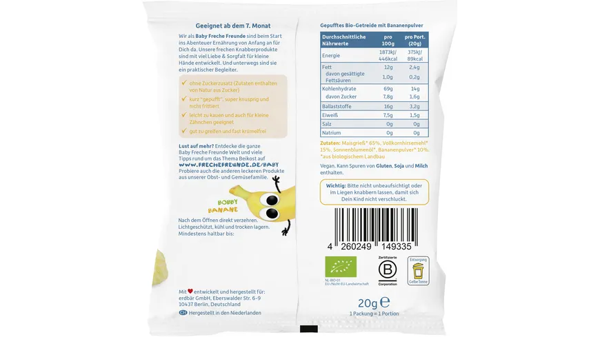 Freche Freunde Bio Knusper-Ringe Hirse & Banane 20 g
