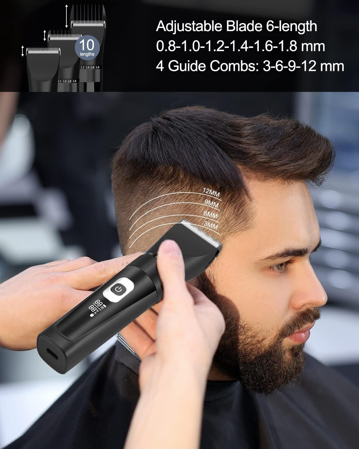 Yaviel Haarschneider Haarschneidemaschine Profi Haartrimmer Langhaarschneider Herren, USB Wiederaufladbar Elektrisch Bartschneider IPX7 Wasserdicht, Hair Clipper Hair Trimmer for Men Haar und Bartschneidemaschine