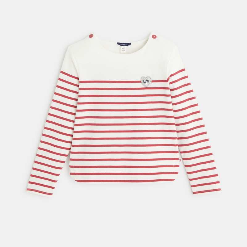T-shirt marinière à personnaliser d'un cœur rose fille