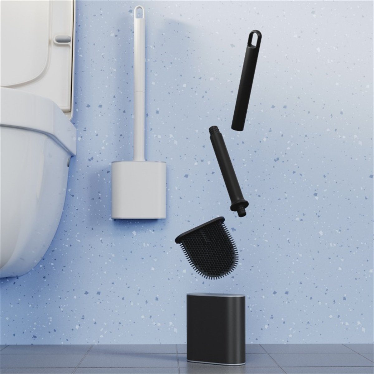 K&B Rohrreinigungspumpe Toilettenbürste aus Silikon (schwarz, matt).