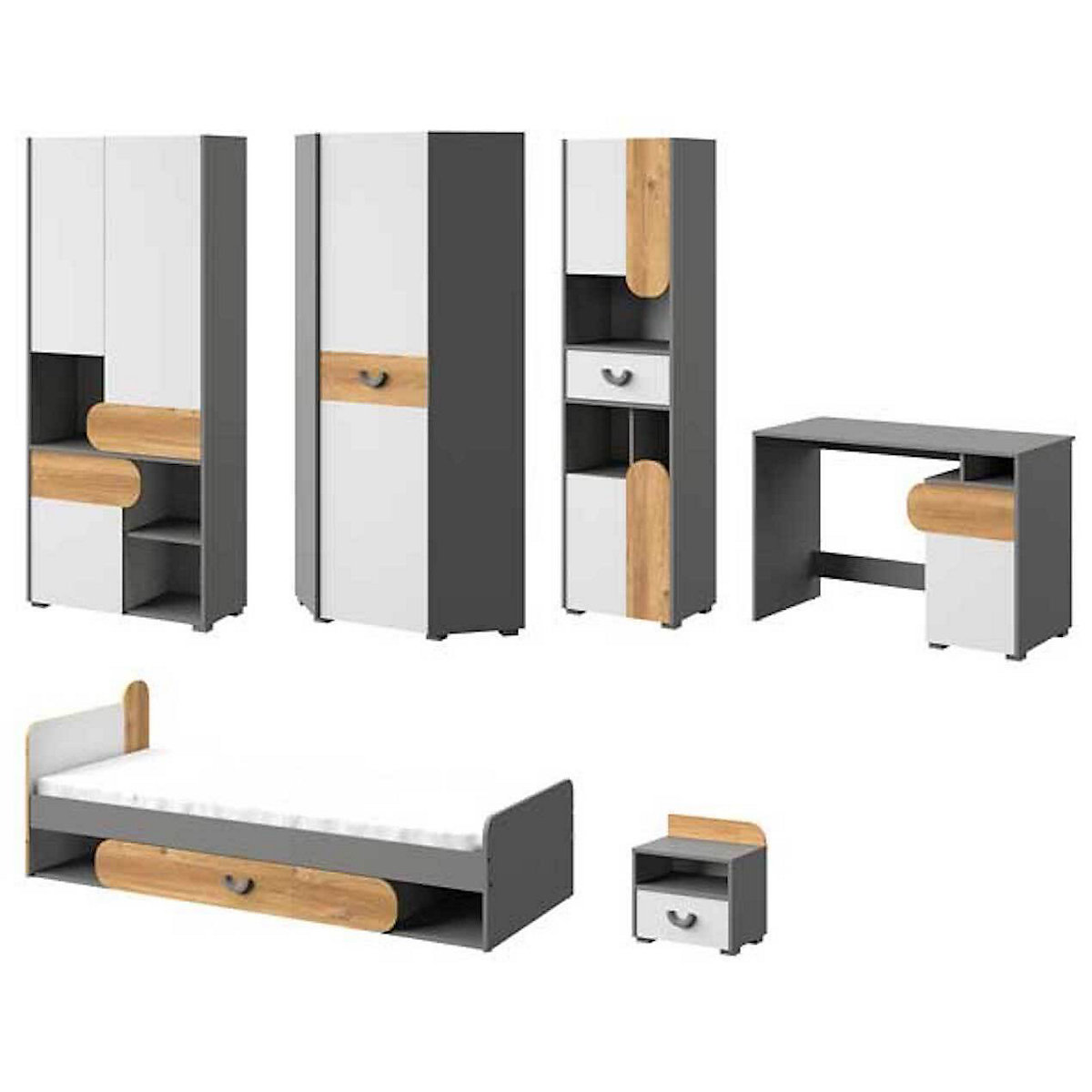 Jugendzimmer-Set komplett Carina 6-teilig 7-türig mit 3 Schubladen