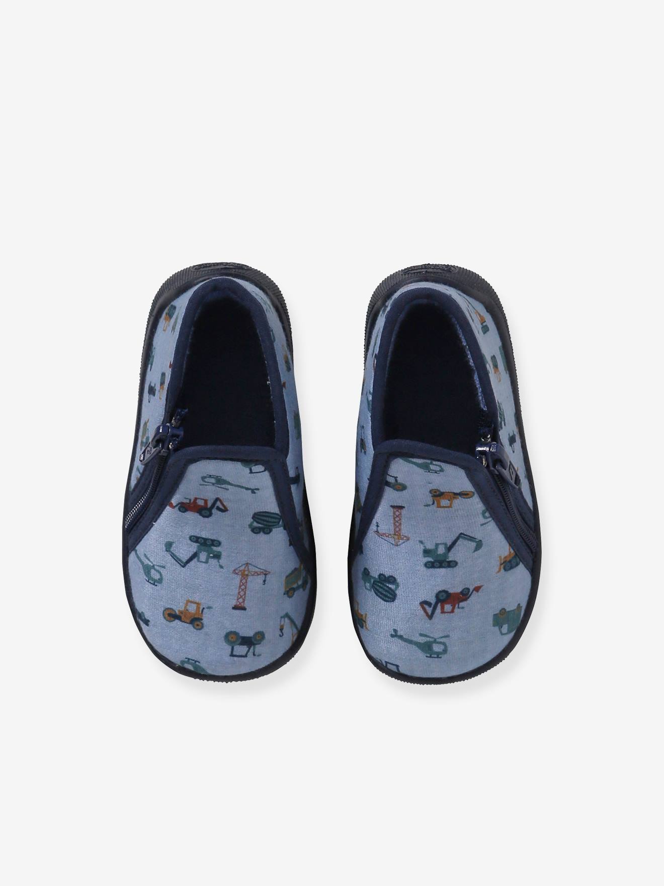Chaussons zippés bébé fabriqués en France gris imprimé