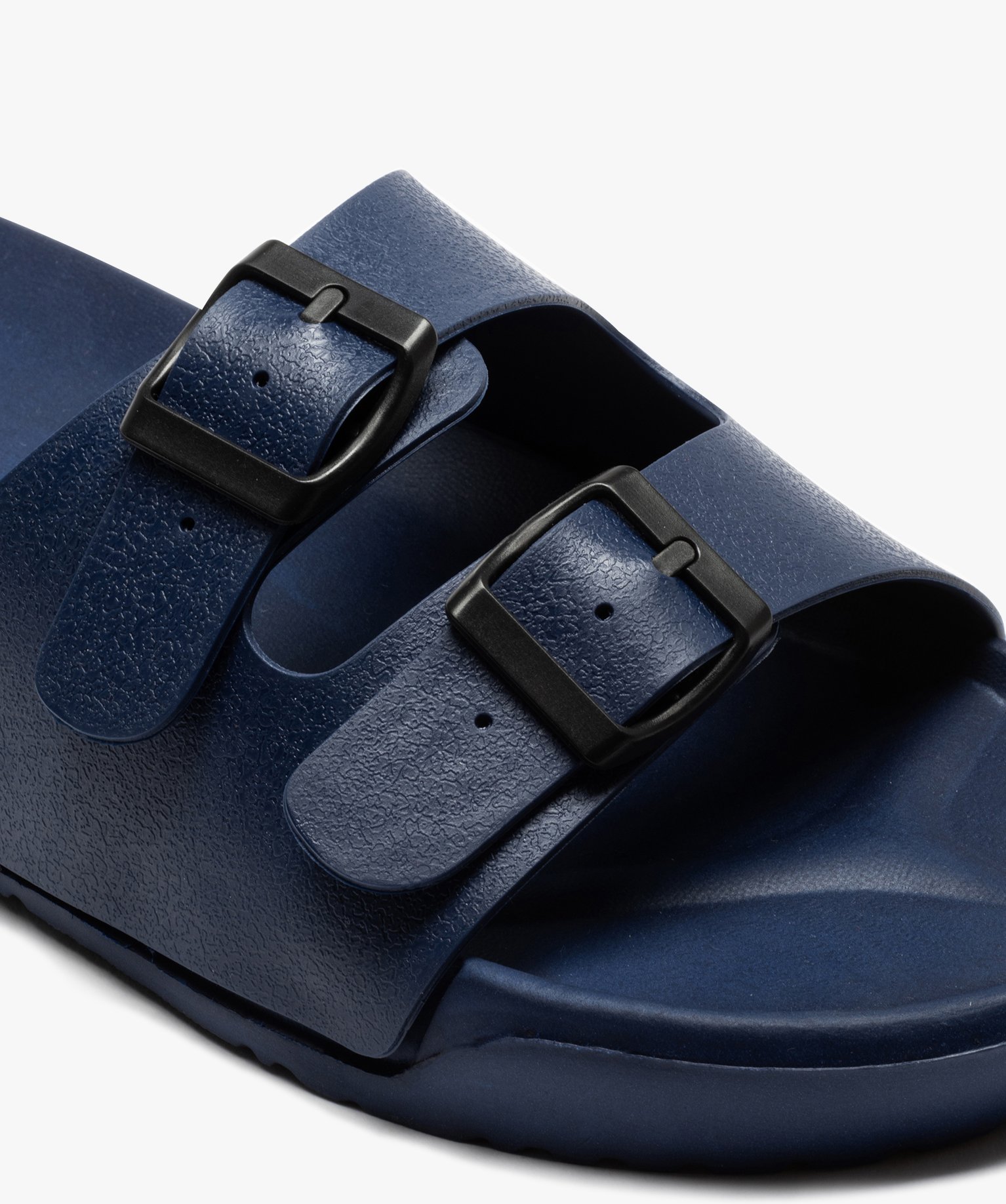 Mules de piscine homme unies à brides ajustables marine | GEMO