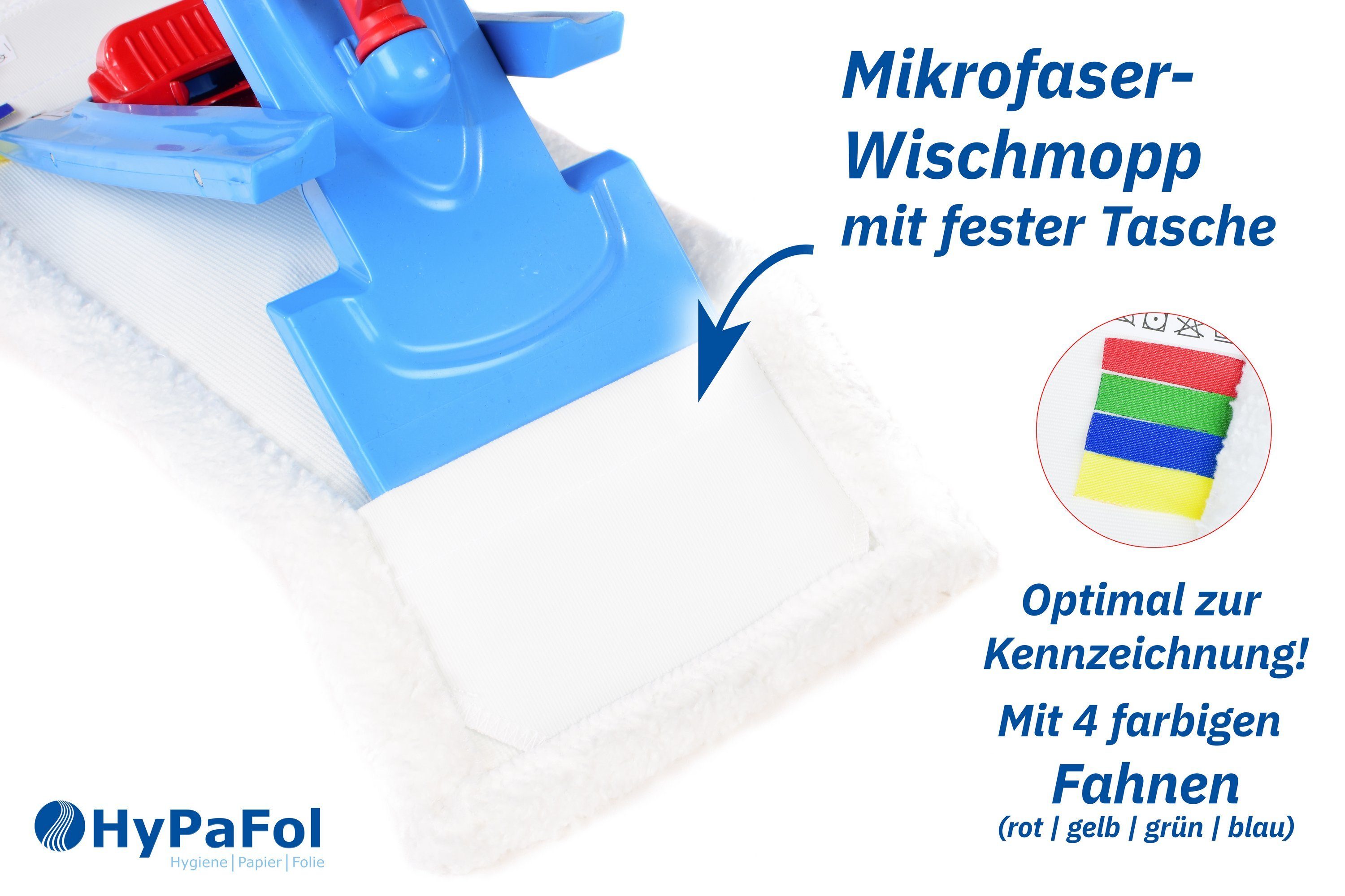 Hypafol Wischmopp / Baumwolle / Mikrofaser/ mit Borsten, 40-50 cm Breite, 3er-Pack