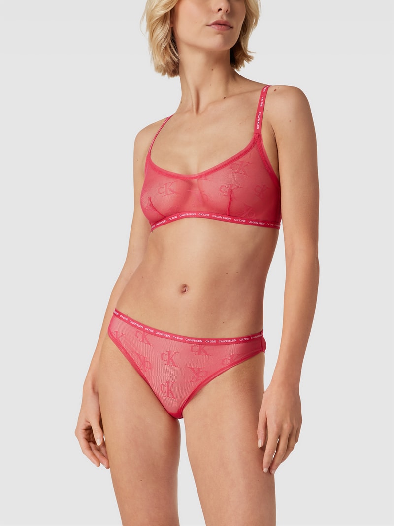 Bralette mit Logo-Bund Modell 'Mesh' in pink