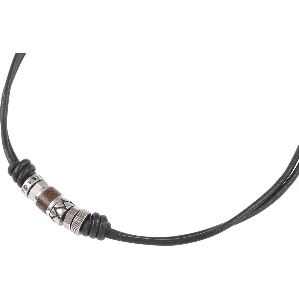 Fossil Chaînette Acier inoxydable, Cuir collier