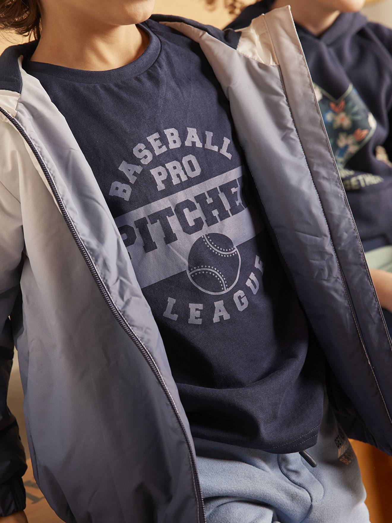 T-shirt team sport Basics garçon gris chiné moyen