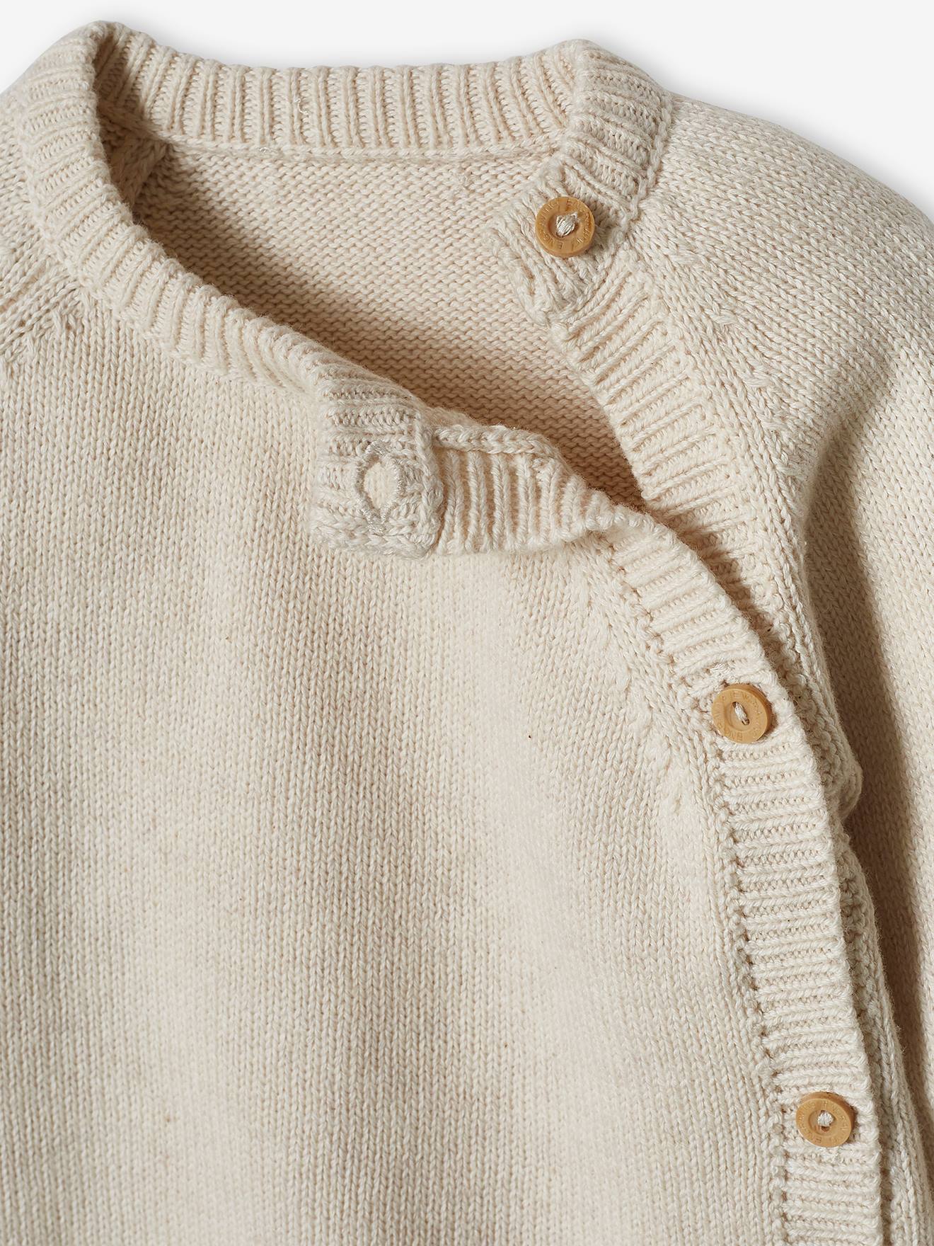 Vertbaudet Baby Strickpullover, Knöpfe vorn Oeko-Tex - beige meliert