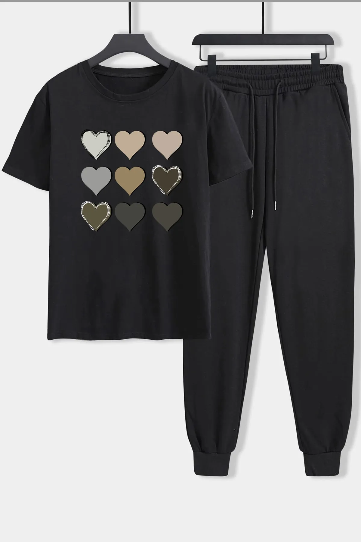 uyguntarz  2-teiliges Unisex-Trainingsanzug-Set mit Herzmuster