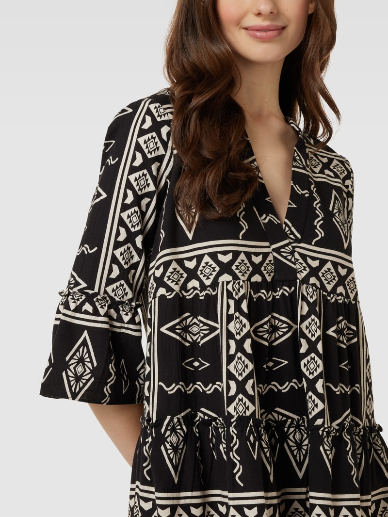 Minikleid mit Allover-Print Modell 'DICTHE' in schwarz